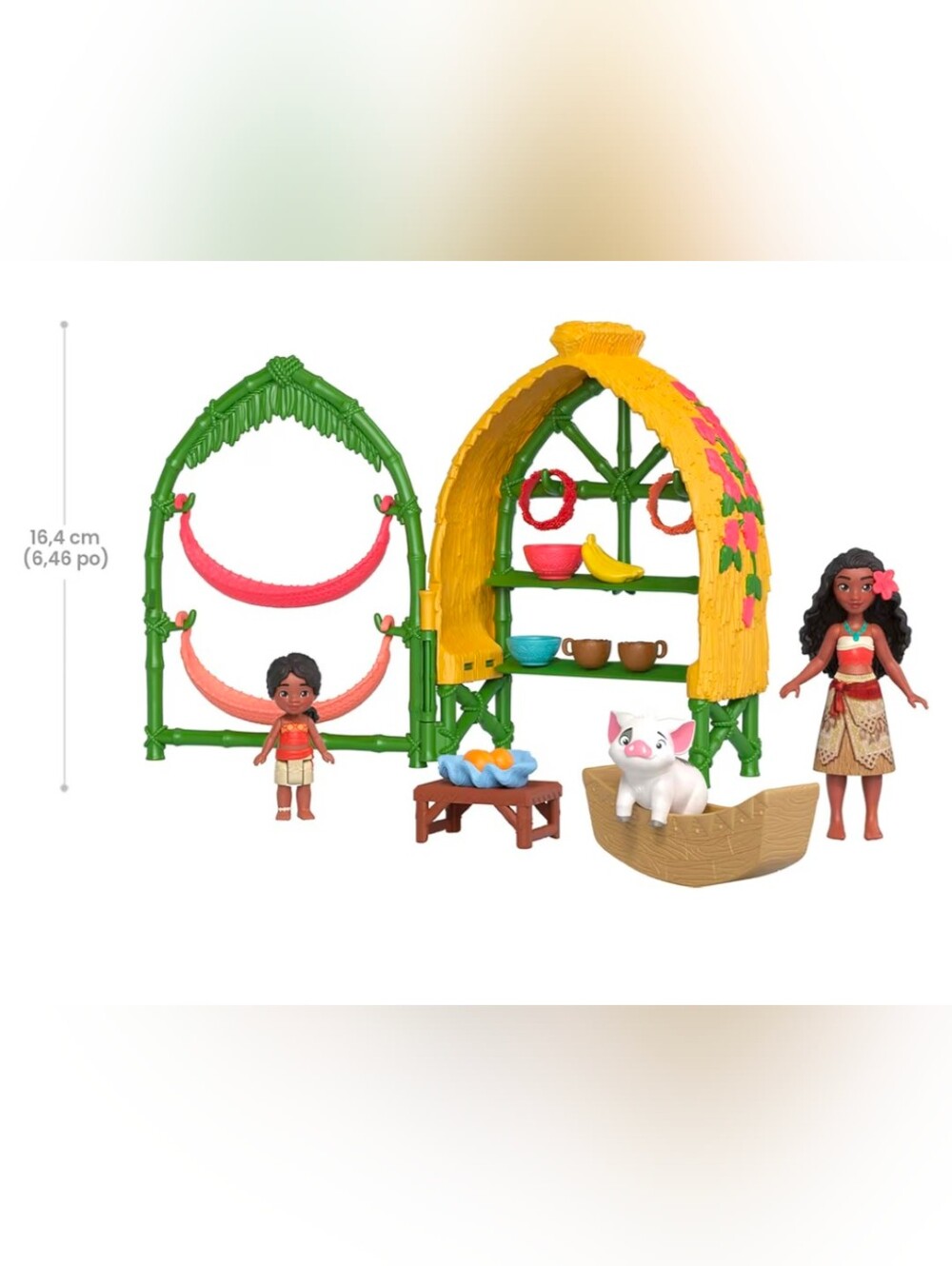 NWT Mattel Moana 2 Playset with Green Hut and Pink Hammocks